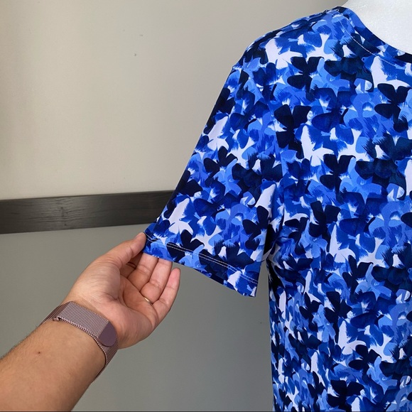 ALLISON DALEY short sleeve stretch woman blouse size medium petite butterfly pri - Picture 7 of 10